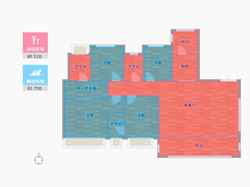 重庆-重庆市-启迪协信重庆科技城洋房2号楼,洋房1号楼,6栋137m²-137.00-户型库-动静分区