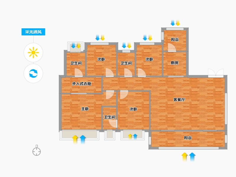 重庆-重庆市-启迪协信重庆科技城洋房2号楼,洋房1号楼,6栋137m²-137.00-户型库-采光通风