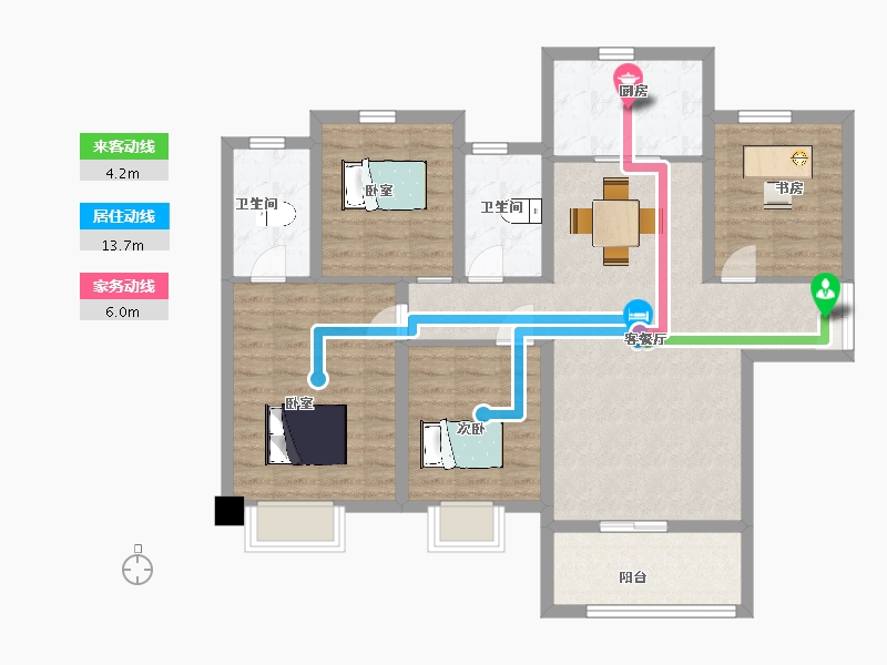 陕西省-西安市-金科博翠天宸2,4,8,1,10号楼143m²-100.89-户型库-动静线