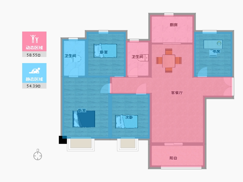 陕西省-西安市-金科博翠天宸2,4,8,1,10号楼143m²-100.89-户型库-动静分区