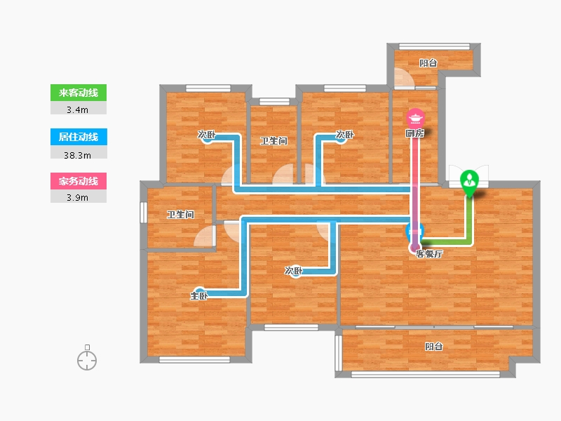 重庆-重庆市-启迪协信重庆科技城洋房2号楼,洋房1号楼7栋116m²-116.00-户型库-动静线