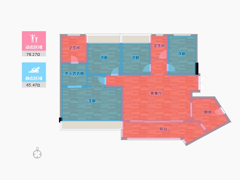 重庆-重庆市-金融街融景城135m²-129.22-户型库-动静分区