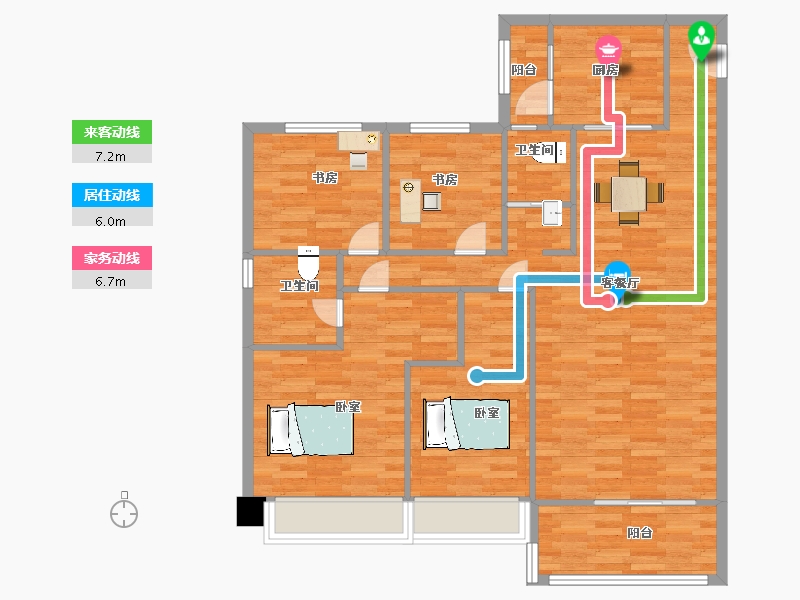 陕西省-西安市-碧桂园文景府9号楼,16号楼140㎡-106.09-户型库-动静线