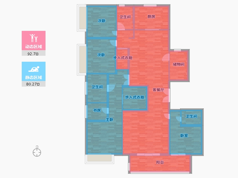 河南省-郑州市-冠景君悦湖建面205m2-155.28-户型库-动静分区