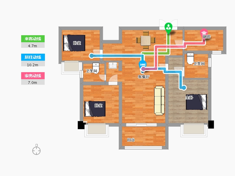 陕西省-西安市-金科博翠天宸2号楼,10号楼113m²-78.10-户型库-动静线