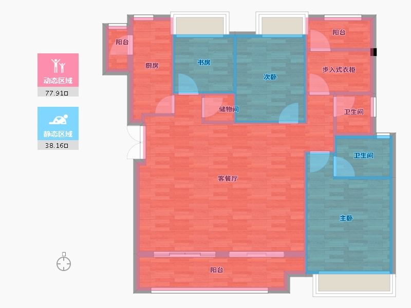 重庆-重庆市-荣安林语春风10A7号楼106m²-106.00-户型库-动静分区