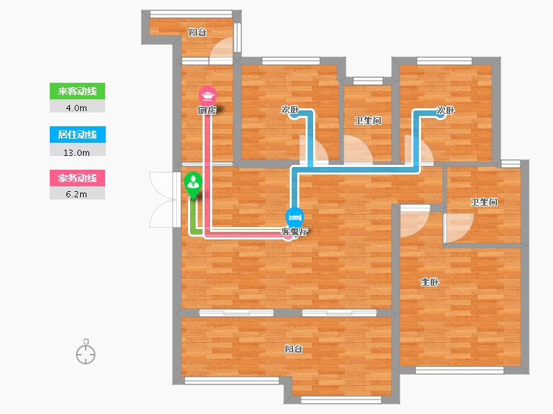 重庆-重庆市-启迪协信重庆科技城洋房2号楼,洋房1号楼6栋96m²-96.00-户型库-动静线