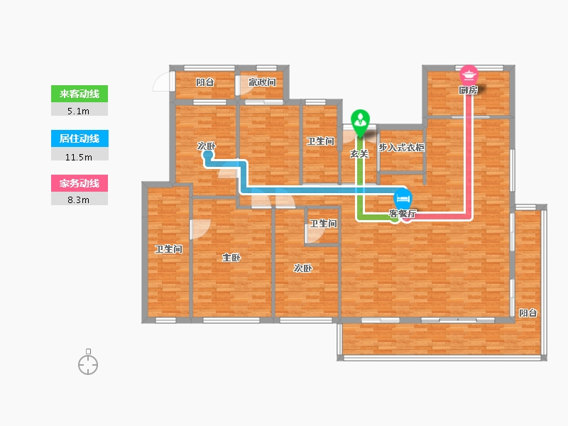 河南省-郑州市-碧源荣府建面220m2-176.00-户型库-动静线