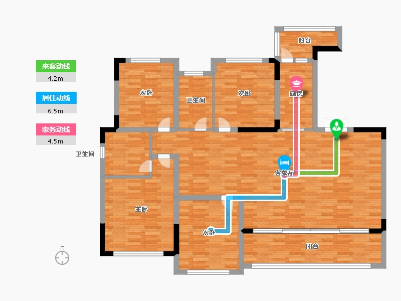 重庆-重庆市-启迪协信重庆科技城洋房2号楼,洋房1号楼6栋,7栋123m²-122.99-户型库-动静线