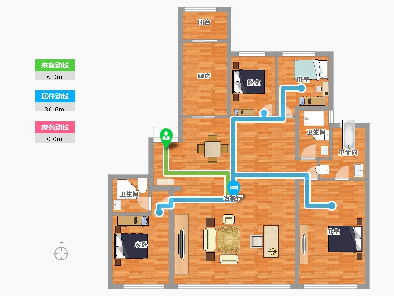 陕西省-西安市-中南君启DK2-3号楼200m²-155.00-户型库-动静线