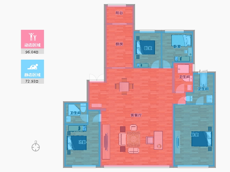 陕西省-西安市-中南君启DK2-3号楼200m²-155.00-户型库-动静分区