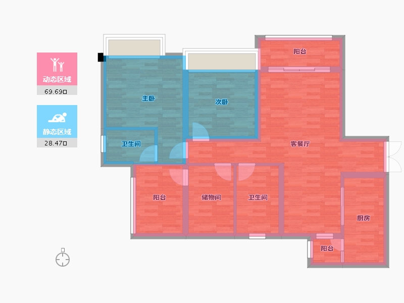 重庆-重庆市-金融街融景城87m²-87.00-户型库-动静分区