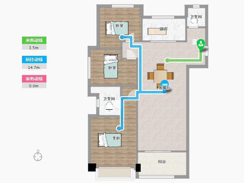 陕西省-西安市-绿城桂语蘭庭27号楼,31号楼,34号楼128㎡-101.74-户型库-动静线