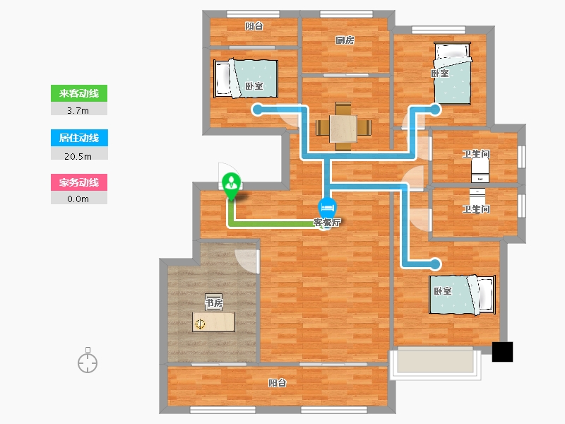 陕西省-西安市-绿城桂语蘭庭28号楼,35号楼,38号140m²-107.93-户型库-动静线