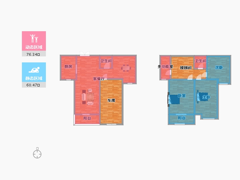 陕西省-西安市-辰宫双河湾196m²-157.44-户型库-动静分区