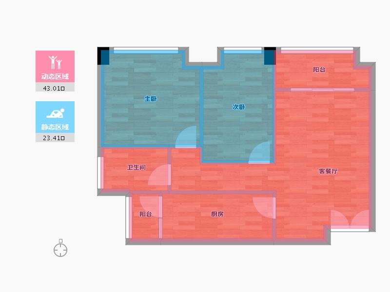 重庆-重庆市-罗宾森广场尚城华府高层4号楼59m²-59.92-户型库-动静分区