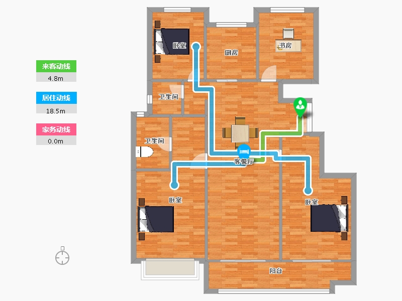 陕西省-西安市-合悦华府北区10号楼,北区6号楼143㎡-117.73-户型库-动静线