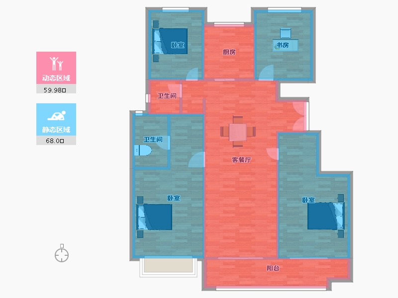 陕西省-西安市-合悦华府北区10号楼,北区6号楼143㎡-117.73-户型库-动静分区