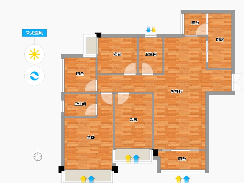 重庆-重庆市-金融街融景城101m²-101.00-户型库-采光通风