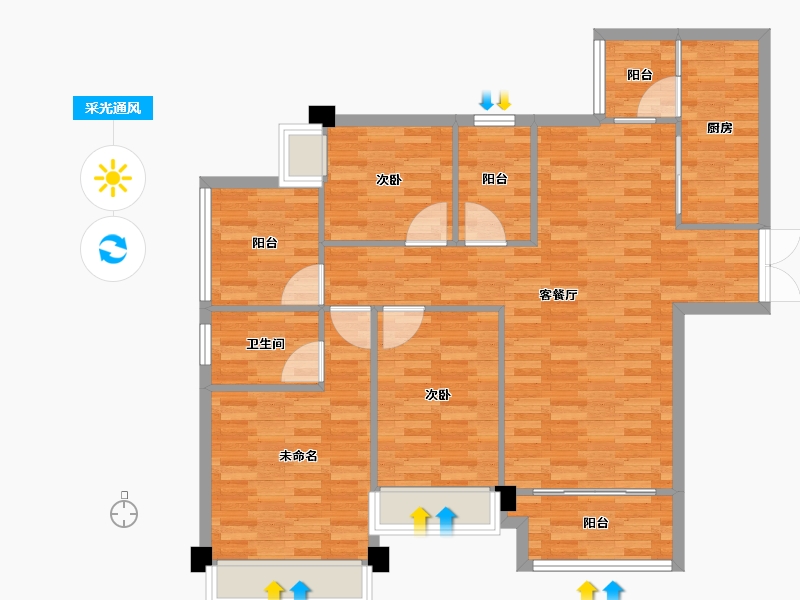 重庆-重庆市-金融街融景城101m²-101.00-户型库-采光通风