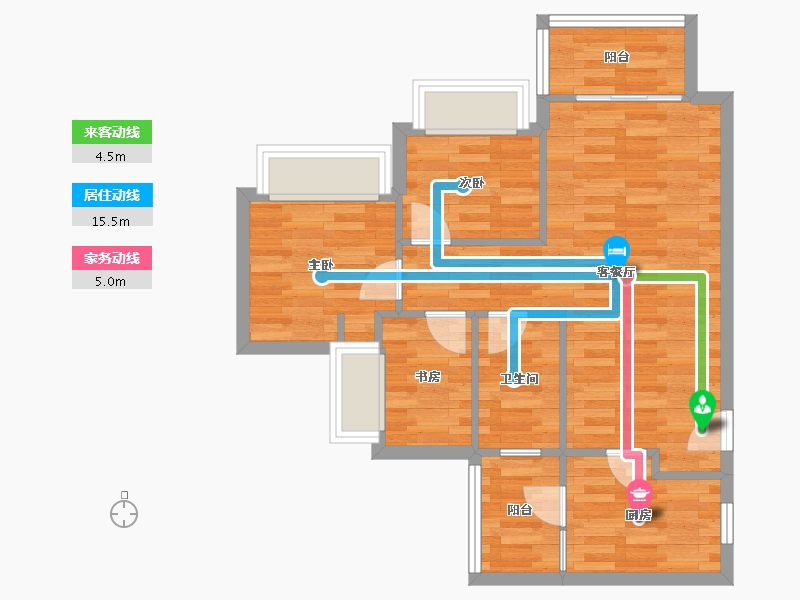 重庆-重庆市-招商城市主场2号楼62m²-62.53-户型库-动静线