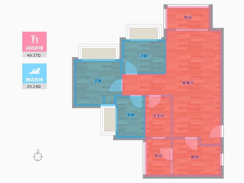 重庆-重庆市-招商城市主场2号楼62m²-62.53-户型库-动静分区