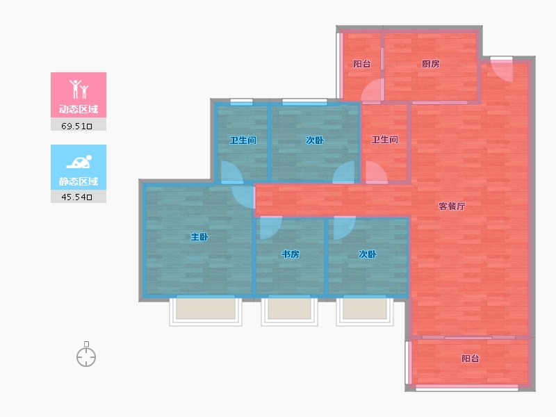 重庆-重庆市-恒大御龙天峰114m²-105.33-户型库-动静分区