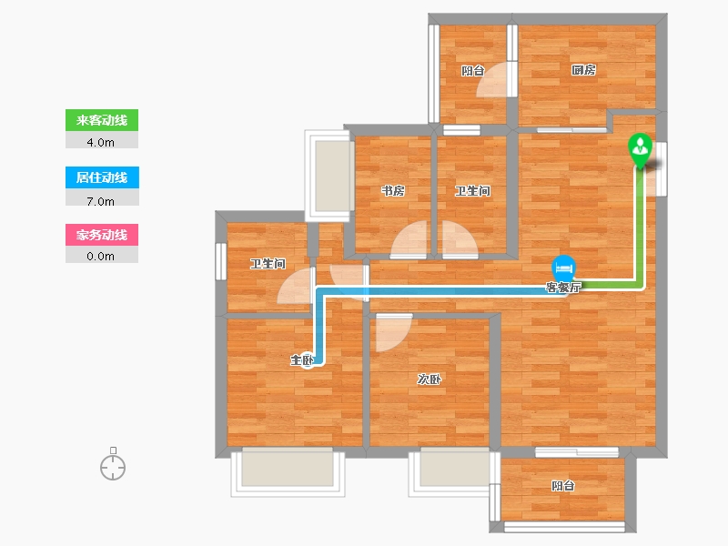 重庆-重庆市-招商城市主场2号楼73m²-68.18-户型库-动静线