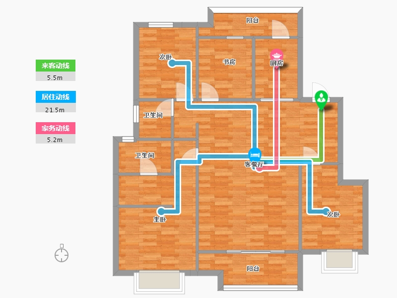 陕西省-西安市-福星惠誉美术城云玺14号楼,15号楼133㎡-101.21-户型库-动静线