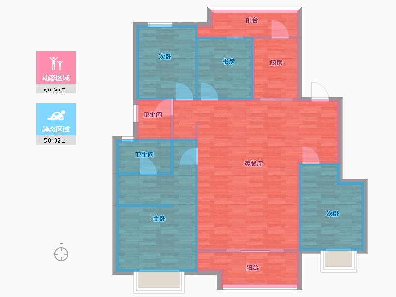 陕西省-西安市-福星惠誉美术城云玺14号楼,15号楼133㎡-101.21-户型库-动静分区