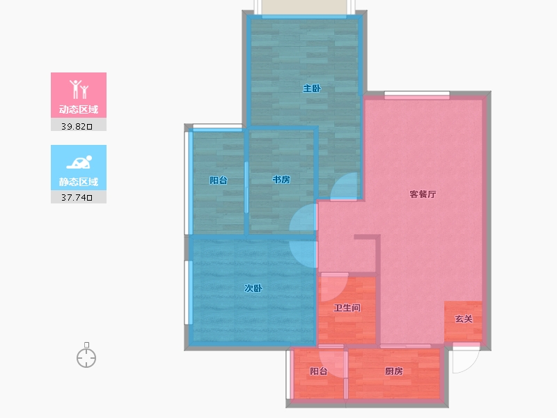 四川省-成都市-蓝湾公馆A3户型87m²-70.25-户型库-动静分区