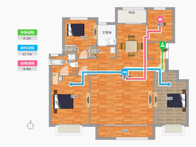 陕西省-西安市-福星惠誉美术城云玺5,6,9号楼143㎡-128.93-户型库-动静线