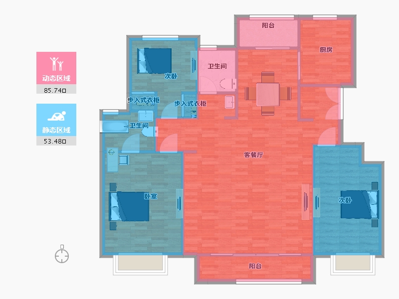 陕西省-西安市-福星惠誉美术城云玺5,6,9号楼143㎡-128.93-户型库-动静分区