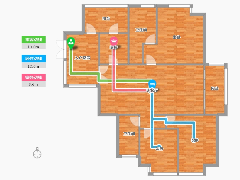 重庆-重庆市-协信公馆2号楼,3号楼119m²-126.79-户型库-动静线