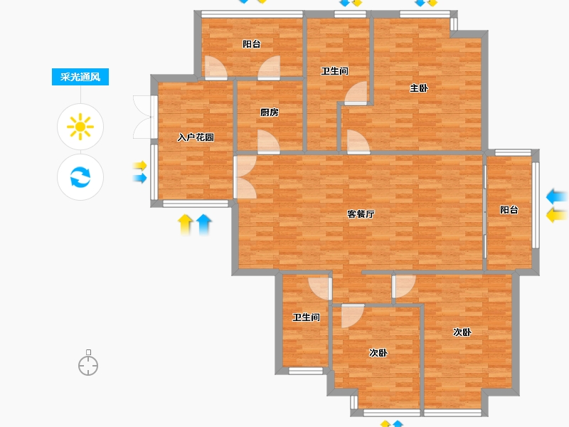 重庆-重庆市-协信公馆2号楼,3号楼119m²-126.79-户型库-采光通风