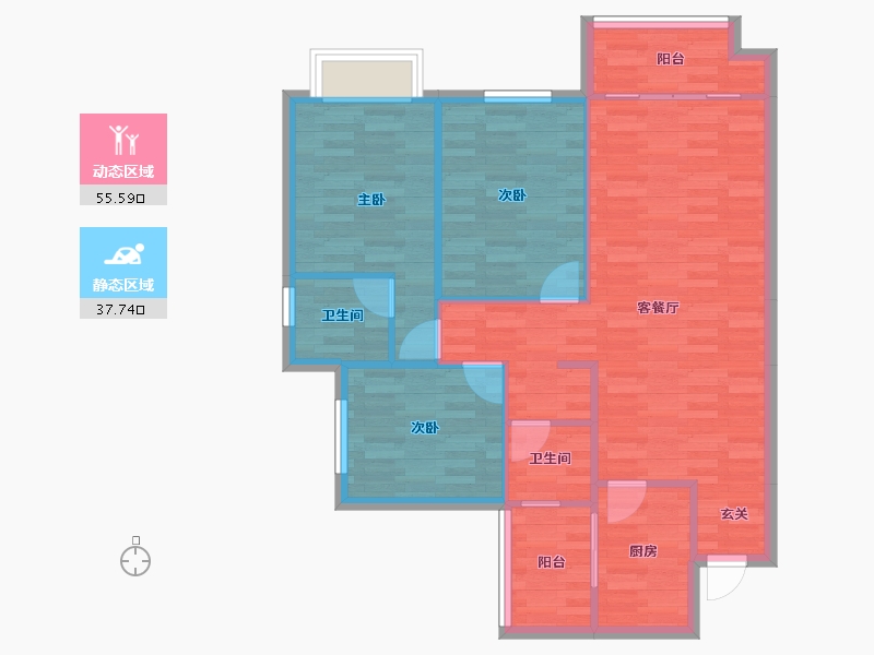 四川省-成都市-珑山樾8号楼,9号楼105m²-84.87-户型库-动静分区