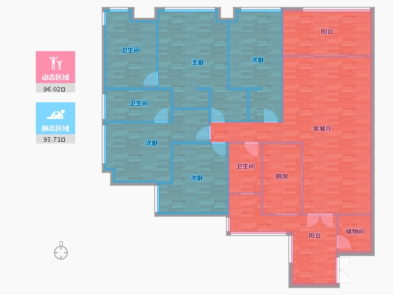 重庆-重庆市-协信公馆2号楼168m²-175.34-户型库-动静分区