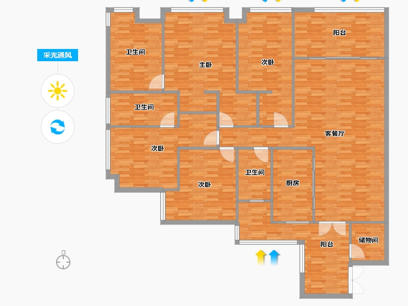 重庆-重庆市-协信公馆2号楼168m²-175.34-户型库-采光通风