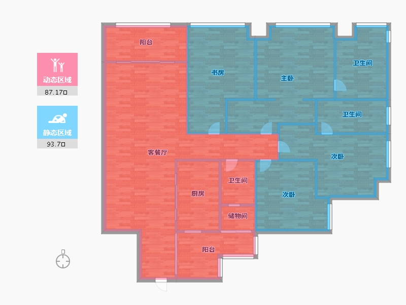 重庆-重庆市-协信公馆1号楼167m²-167.00-户型库-动静分区