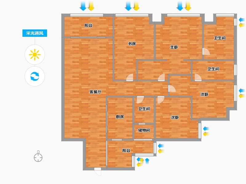 重庆-重庆市-协信公馆1号楼167m²-167.00-户型库-采光通风