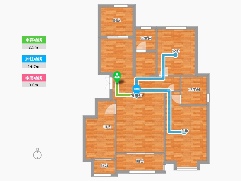 河南省-郑州市-锦雍水之郡东苑1号楼建面129m2-104.08-户型库-动静线