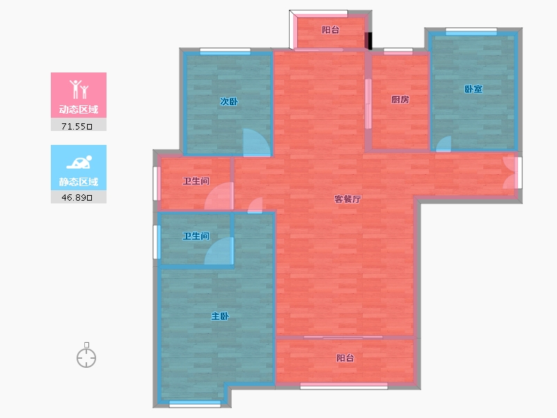 河南省-郑州市-锦雍水之郡5号楼建面136m2-108.80-户型库-动静分区