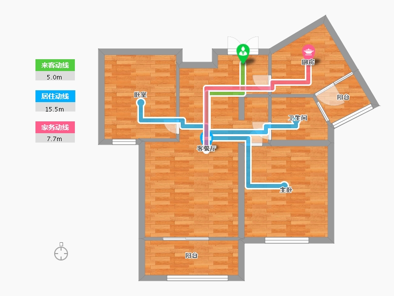 河南省-郑州市-锦雍水之郡5号楼建面110m2-72.00-户型库-动静线