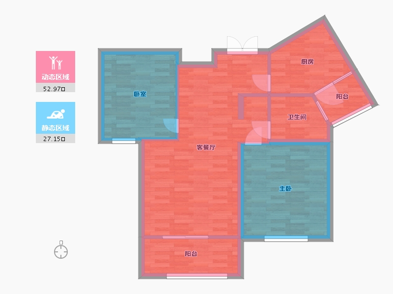 河南省-郑州市-锦雍水之郡5号楼建面110m2-72.00-户型库-动静分区