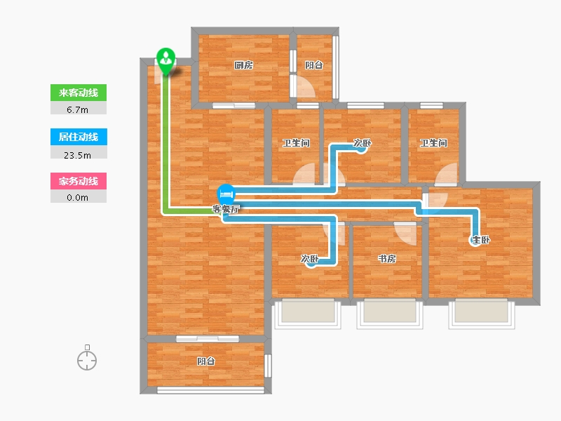 重庆-重庆市-恒大御龙天峰114m²-104.38-户型库-动静线