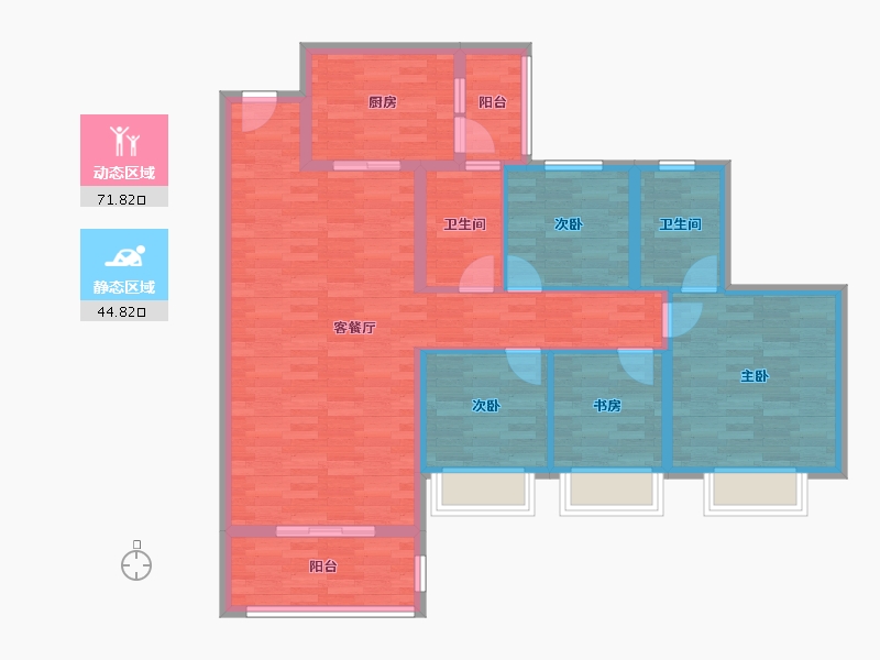 重庆-重庆市-恒大御龙天峰114m²-104.38-户型库-动静分区