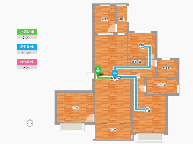 河南省-郑州市-恒大悦龙台3号楼建面139m2-111.19-户型库-动静线