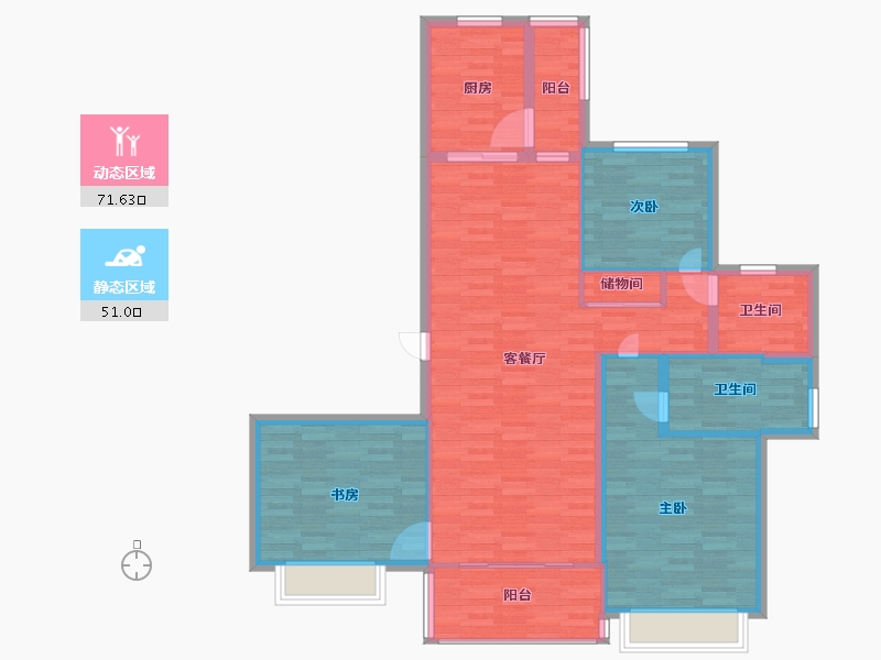 河南省-郑州市-恒大悦龙台3号楼建面139m2-111.19-户型库-动静分区