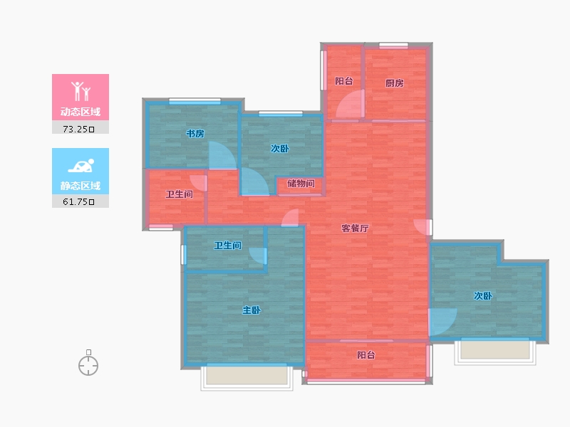 河南省-郑州市-恒大悦龙台12号楼建面155m2-123.99-户型库-动静分区