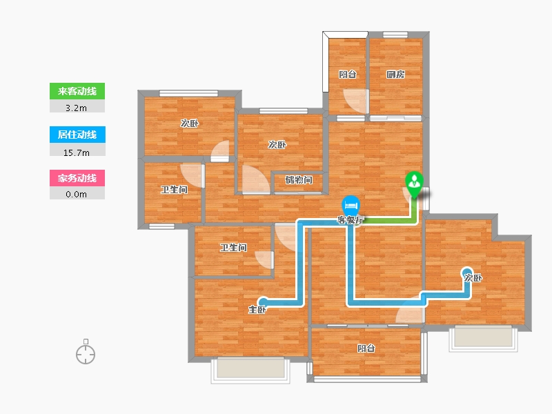 河南省-郑州市-恒大悦龙台12号楼建面158m2-126.40-户型库-动静线